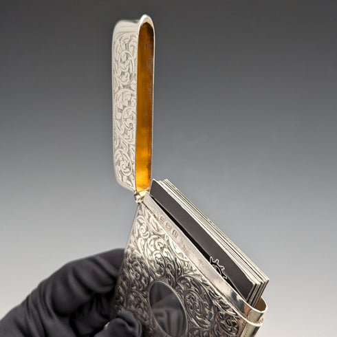 1910年 英国アンティーク 純銀製カードケース スクロール文様 90g